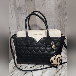 Betsey Johnson Black and Cream Quilted Satchel